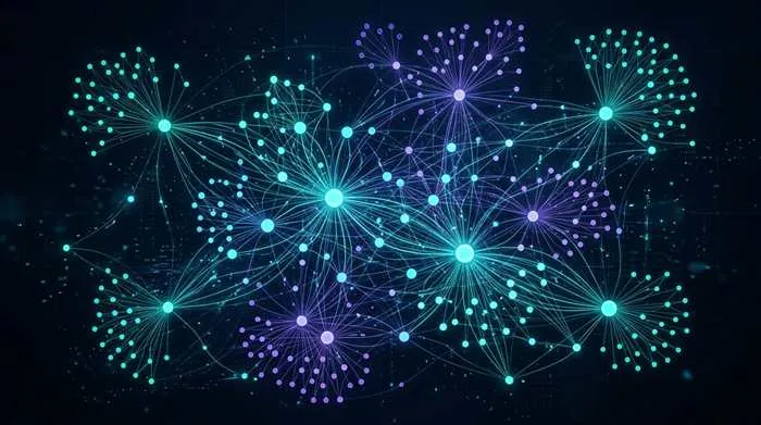 AEO and GEO dual topical map research visualization showing semantic topic clusters