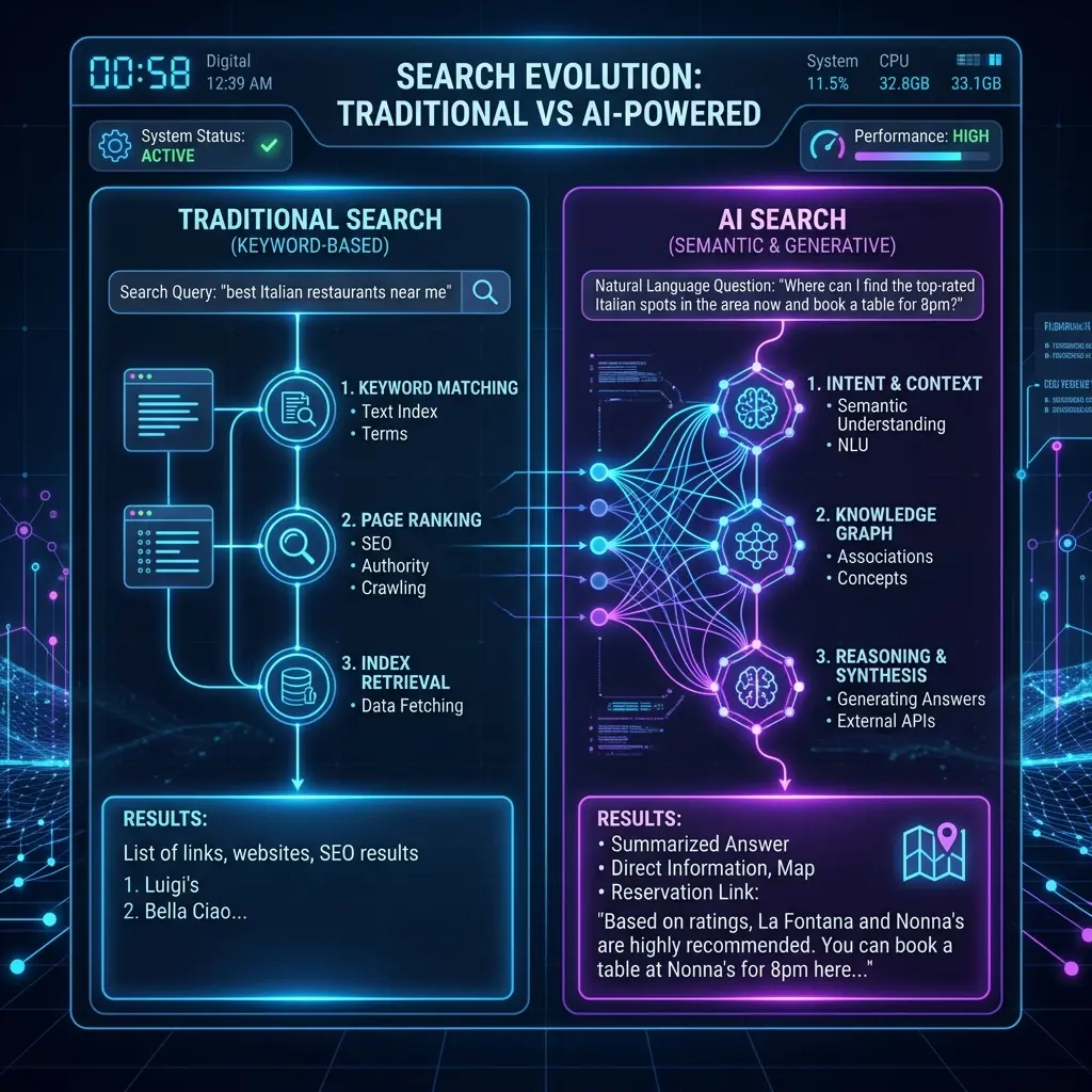 Traditional Search vs AI Search