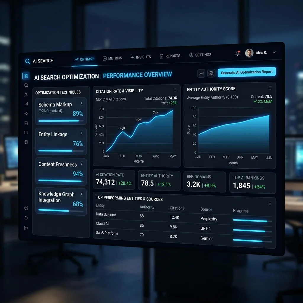 AI Search Optimization Metrics Dashboard
