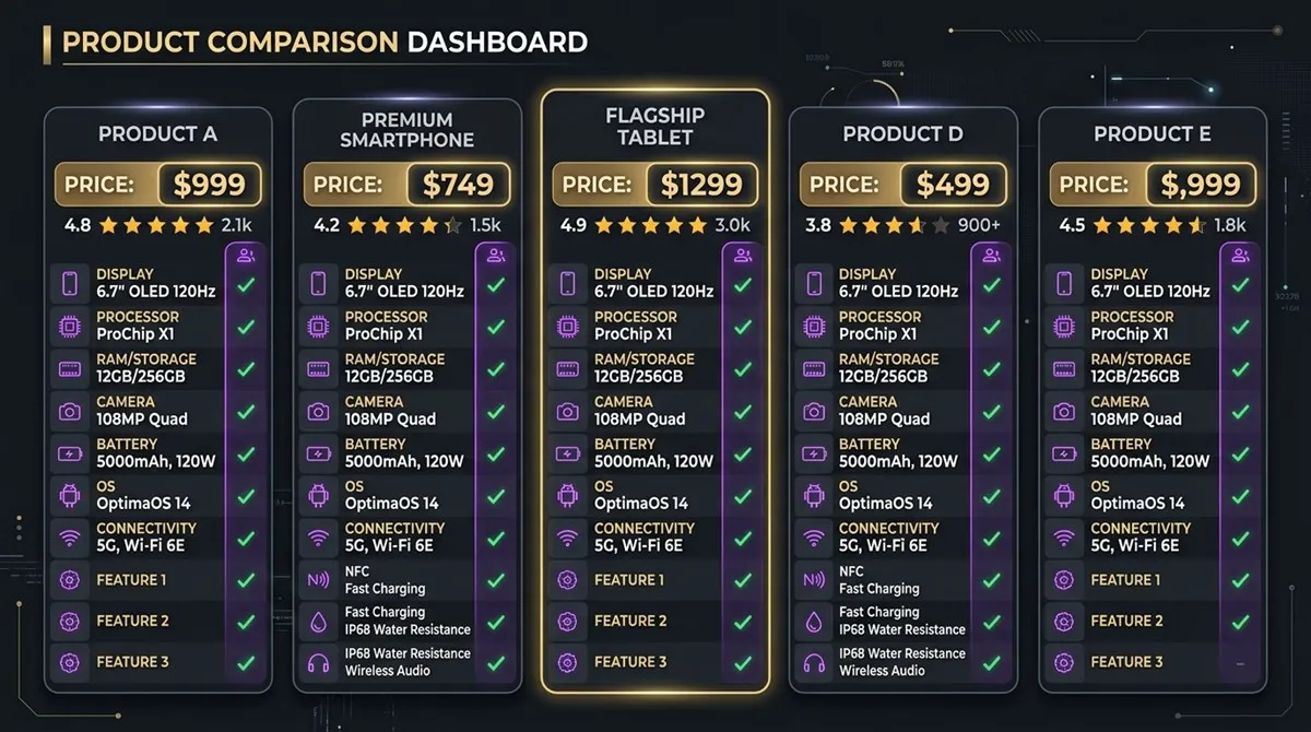 GEO for e-commerce - Product comparison grid visualization