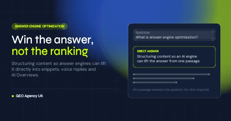 What is answer engine optimization: content structured so an AI engine lifts a direct answer from one passage